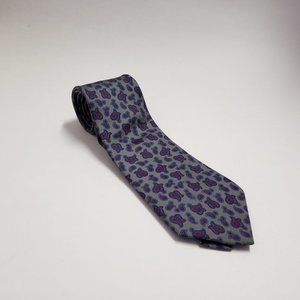 Men's Paisley Silk Tie Camden Court grey blue red 59" Necktie Made in USA